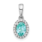 Pure Serenity 14k White Gold 1/10 carat Lab Grown Diamond VS/SI+ G+ and Lab Created Paraiba Teardrop Pendant