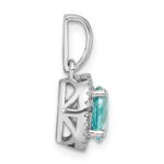 Pure Serenity 14k White Gold 1/10 carat Lab Grown Diamond VS/SI+ G+ and Lab Created Paraiba Teardrop Pendant - Image 2