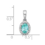 Pure Serenity 14k White Gold 1/10 carat Lab Grown Diamond VS/SI+ G+ and Lab Created Paraiba Teardrop Pendant - Image 4