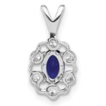 14k White Gold 1/10 carat Lab Grown Diamond VS/SI+ G+ and Lab Created Blue Sapphire Pendant - Image 3