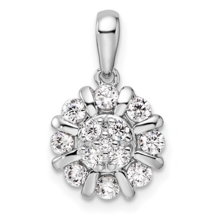 14k White Gold 1/2 carat Lab Grown Diamond VS/SI+ G+ Complete Halo Pendant