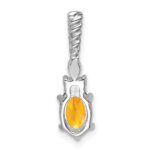14K White Gold Diamond and 7x5 Oval November/Citrine Twisted Chain Slide - Image 3
