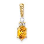 14K Diamond and 7x5 Oval November/Citrine Twisted Chain Slide