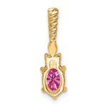 14K Diamond and 7x5 Oval October/Lab Created Pink Sapphire Twisted Chain Slide - Image 3