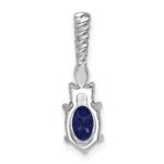 14K White Gold Diamond and 7x5 Oval September/Lab Created Sapphire Twisted Chain Slide - Image 3
