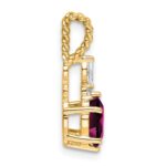 14K Diamond and 7x5 Oval June/Rhodolite Garnet Twisted Chain Slide - Image 2