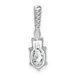 14K White Gold Diamond and 7x5 Oval April/White Topaz Twisted Chain Slide - Image 3