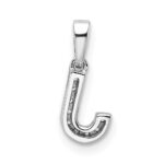 14K  White Gold Diamond Letter J Initial with Bail Pendant - Image 3