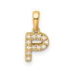 14K  Diamond Letter P Initial with Bail Pendant