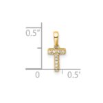 10K Diamond Letter T Initial with Bail Pendant - Image 2