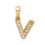 10K Diamond Letter V Initial with Bail Pendant