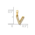 14K  Diamond Letter V Initial with Bail Pendant - Image 4
