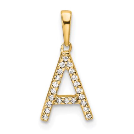 14K Diamond Letter A Initial Pendant