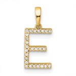 14K Diamond Letter E Initial Pendant