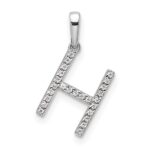 14K White Gold Diamond Letter H Initial Pendant