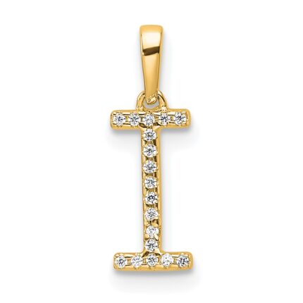 14K Diamond Letter I Initial Pendant