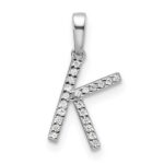 14K White Gold Diamond Letter K Initial Pendant