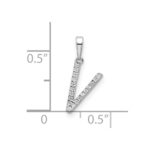 14K White Gold Diamond Letter V Initial Pendant - Image 4