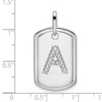 14K White Gold  Diamond Initial A Dog Tag Charm - Image 4