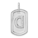 14K White Gold Diamond Initial D Dog Tag Charm - Image 3