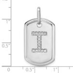 14K White Gold  Diamond Initial I Dog Tag Charm - Image 4