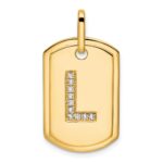 14K Diamond Initial L Dog Tag Charm