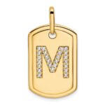 14K Diamond Initial M Dog Tag Charm