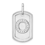 14K White Gold  Diamond Initial O Dog Tag Charm - Image 3
