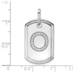 14K White Gold  Diamond Initial O Dog Tag Charm - Image 4