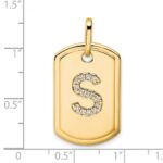 14K Diamond Initial S Dog Tag Charm - Image 2