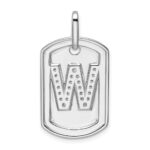 14K White Gold  Diamond Initial W Dog Tag Charm - Image 3