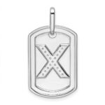 14K White Gold  Diamond Initial X Dog Tag Charm - Image 3