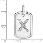 14K White Gold  Diamond Initial X Dog Tag Charm - Image 4