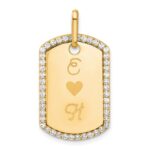 14k Yellow Gold Personalized Diamond Dog Tag Charm - Image 7
