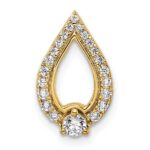 14k Polished 1/4 carat Diamond Teardrop Chain Slide