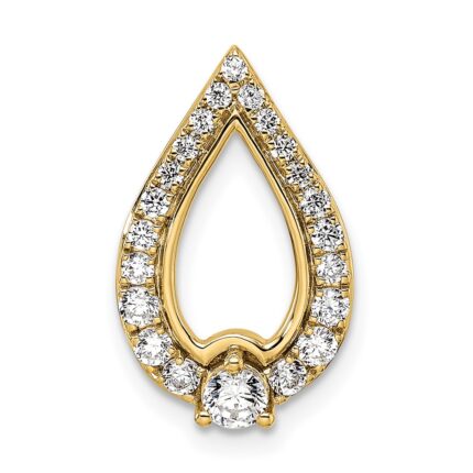 14k Polished 1/2 carat Diamond Teardrop Chain Slide