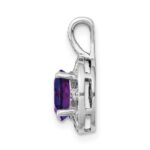 Sterling Silver Rhodium-plated Diam. & Amethyst Pendant - Image 2