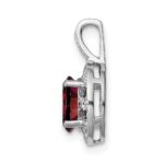 Sterling Silver Rhodium-plated Diam. & Garnet Pendant - Image 2