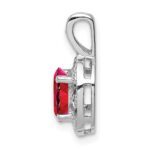 Sterling Silver Rhodium-plated Diam. & Created Ruby Pendant - Image 2