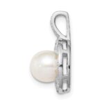 Sterling Silver Rhodium-plated Diam. & FW Cultured Pearl Pendant - Image 2