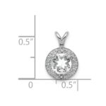 Sterling Silver Rhodium-plated Diamond & White Topaz Pendant - Image 5