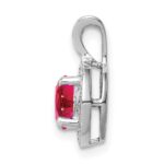 Sterling Silver Rhodium Plated Lab Created Ruby and .010 ctw Diamond Halo Pendant - Image 3