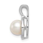 Sterling Silver Rhodium-plated Diam. & FW Cultured Pearl Pendant - Image 3