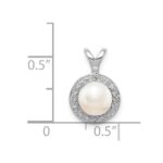 Sterling Silver Rhodium-plated Diam. & FW Cultured Pearl Pendant - Image 5
