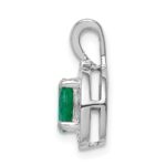Sterling Silver Rhodium-plated Diam. & Created Emerald Pendant - Image 3
