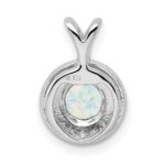 Sterling Silver Rhodium-plated Diam. & Created Opal Pendant - Image 4