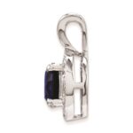 Sterling Silver Rhodium-plated Diam. & Created Sapphire Pendant - Image 2