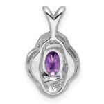 Sterling Silver Rhodium-plated Diam. & Amethyst Pendant - Image 3