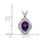 Sterling Silver Rhodium-plated Diam. & Amethyst Pendant - Image 4