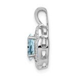 Sterling Silver Rhodium-plated Diam. & Aquamarine Pendant - Image 2